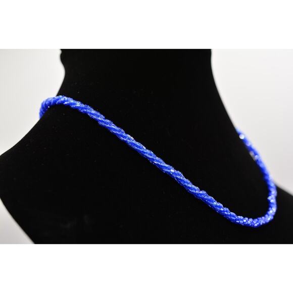Nolan Miller Vintage Necklace Beaded Collar Metallic Royal Blue Signed BinP - Picture 5 of 12